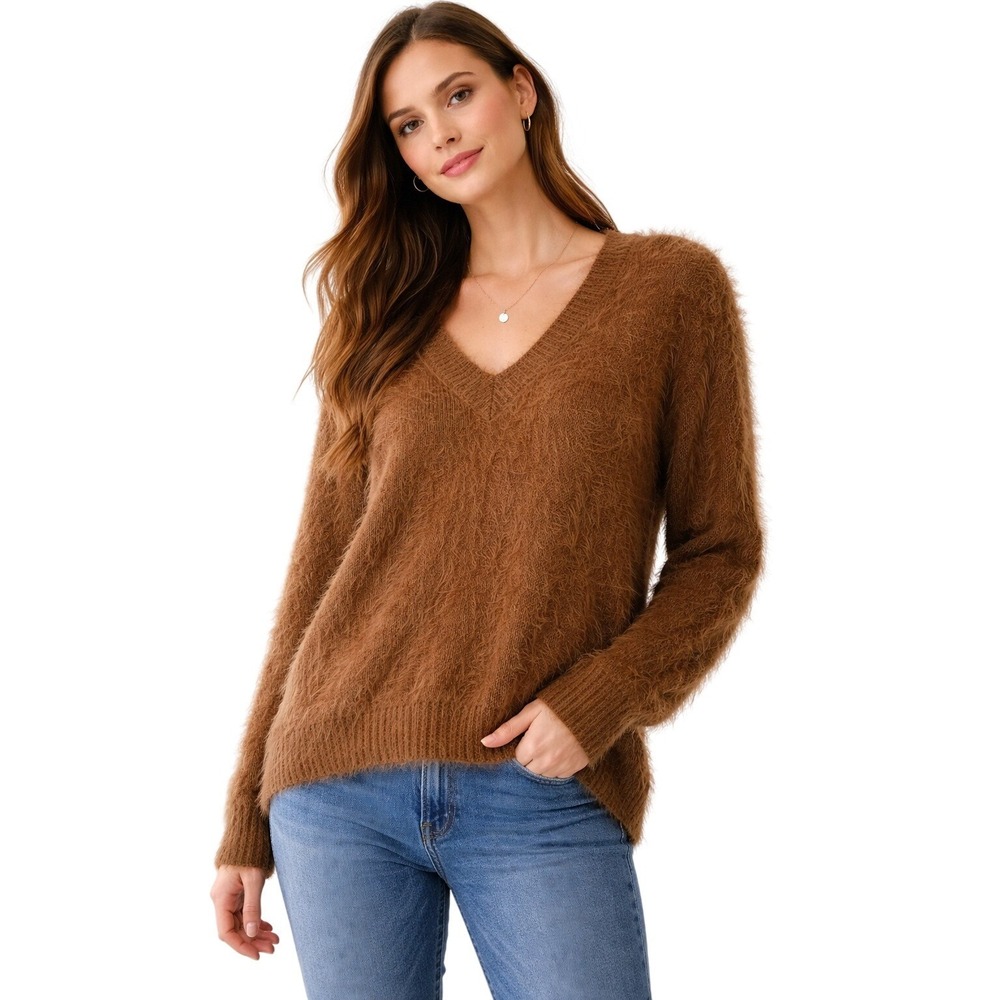 VERO MODA / V-NECK FUZZY SWEATER / WOMEN'S / XL / BROWN‎